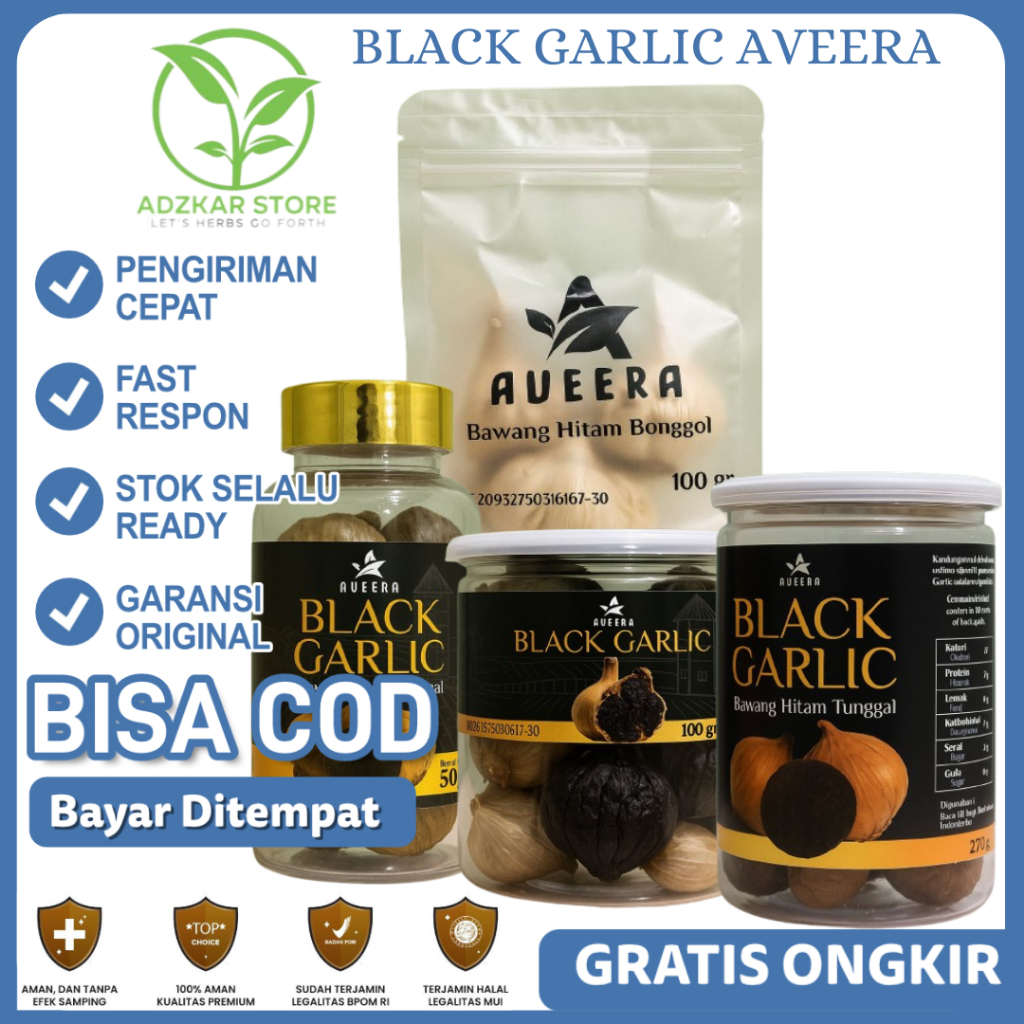 

Black Garlic Solo Bawang Hitam Tunggal Premium - Black Garlic Aveera Rasa Manis | Kaya Manfaat