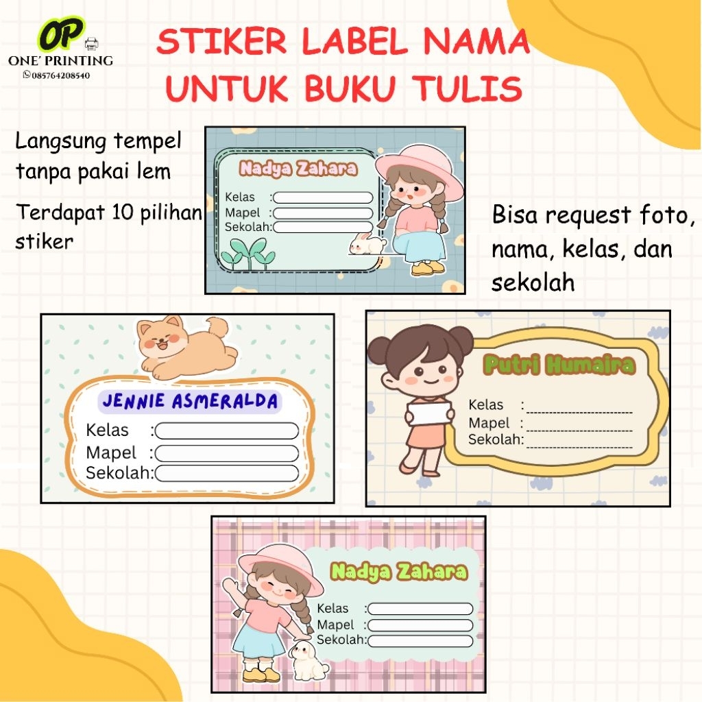 

Stiker Label Nama untuk buku pelajaran, isi 24 Pcs