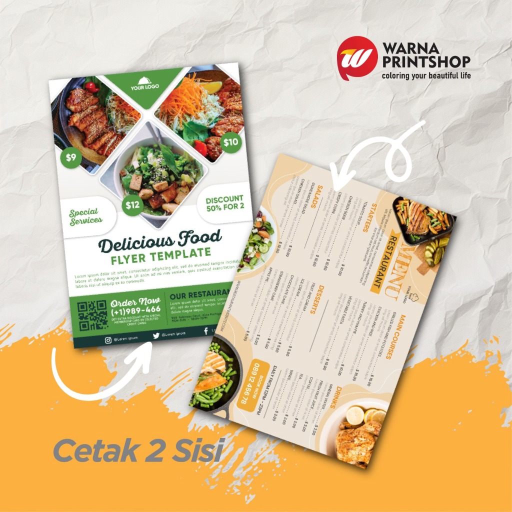 

CETAK + LAMINASI KAKU BAHAN ARTCARTON DAFTAR MENU / DAFTAR HARGA / QRIS UK.A4 2 SISI