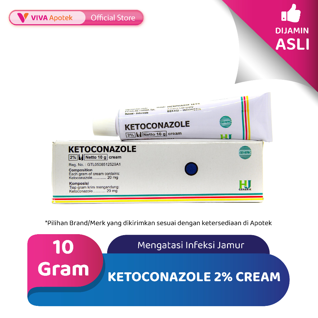 Ketoconazole 2% Cream / Infeksi Jamur / Panu / Kutu Air (10 Gram)
