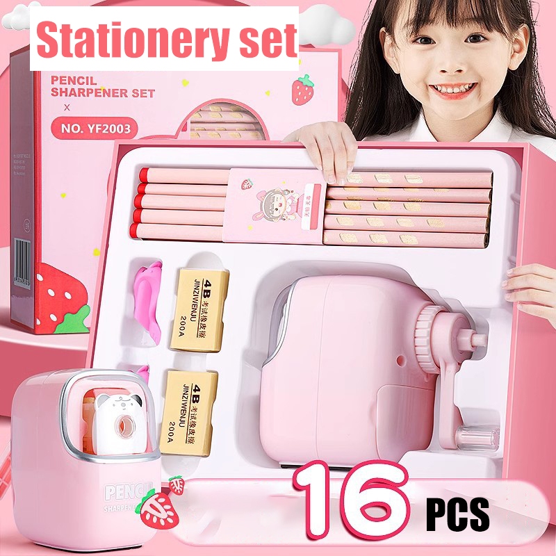 

16 IN 1 Pencil stationery set / Stationery Set / Perlengkapan Sekolah untuk Siswa / Penghapus Rautan Pensil