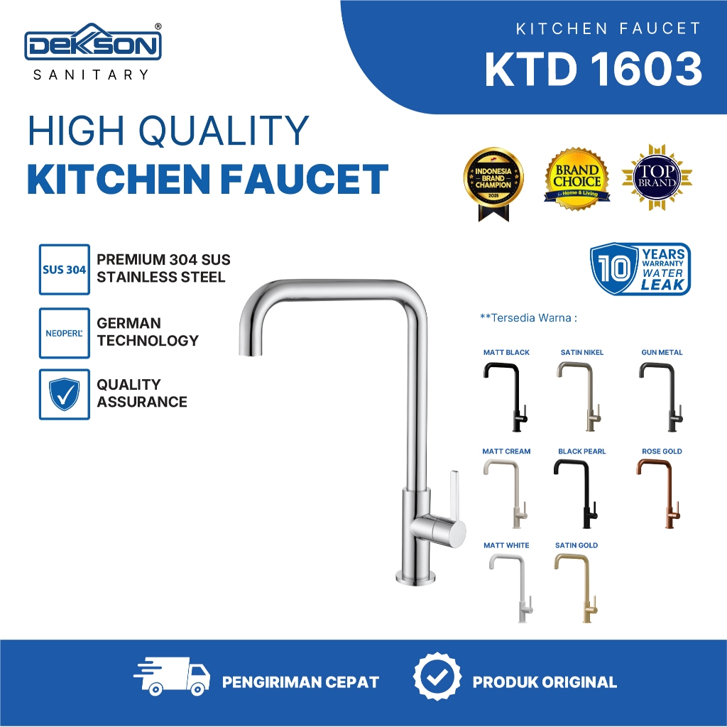 DEKKSON Kitchen Tap Deck Keran Dapur Cuci Piring Stainless Steel SUS 304 KTD 1603