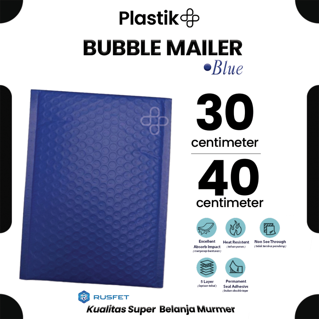 

Amplop Bubble Mailer Polos Biru Solid / Amplop Bubble Packing Murah Electric Blue 30 x 40 cm Satuan