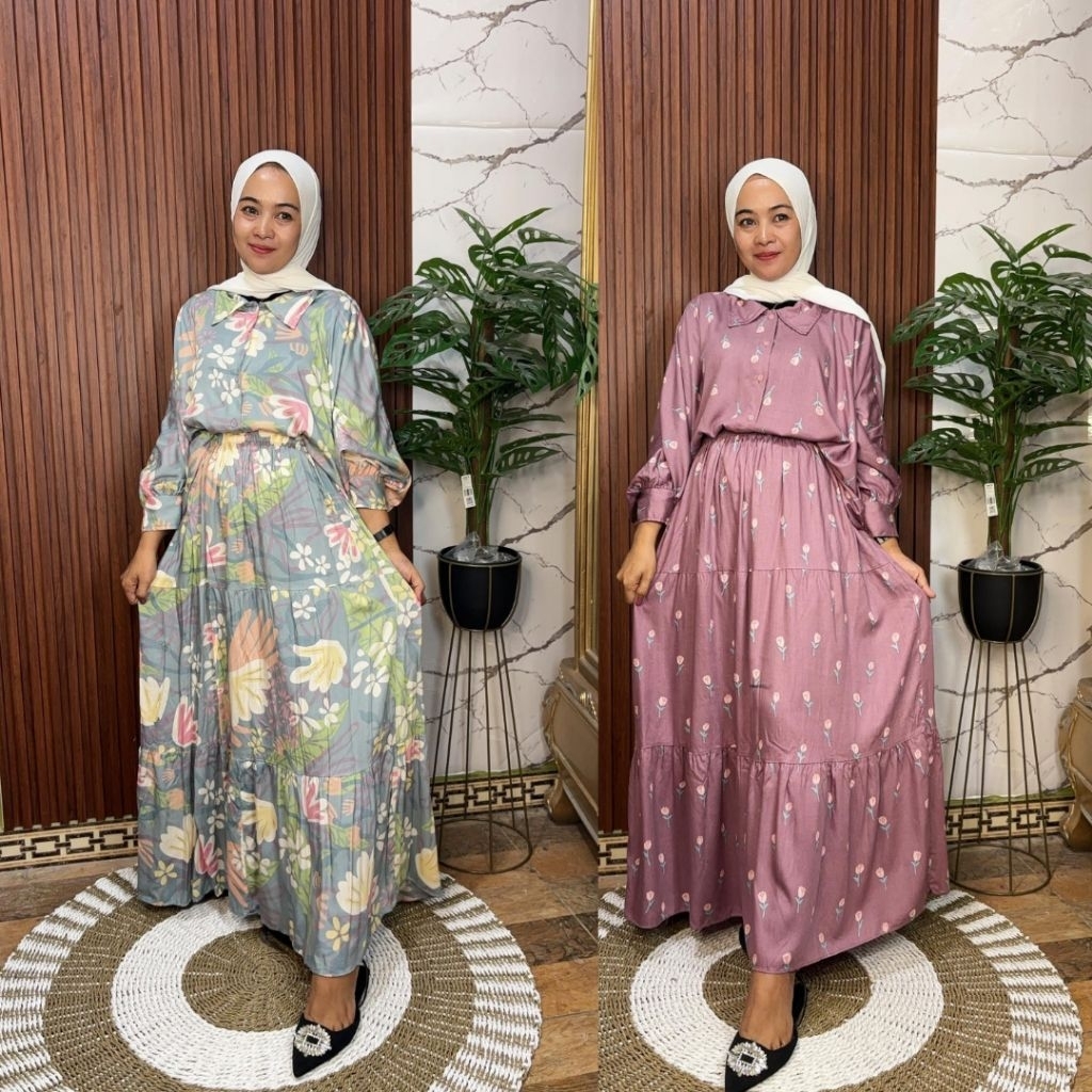 One Set 2in1 Friendly Terbaru Kekinian Bahan Rayon Setelan Rok Baju Wanita