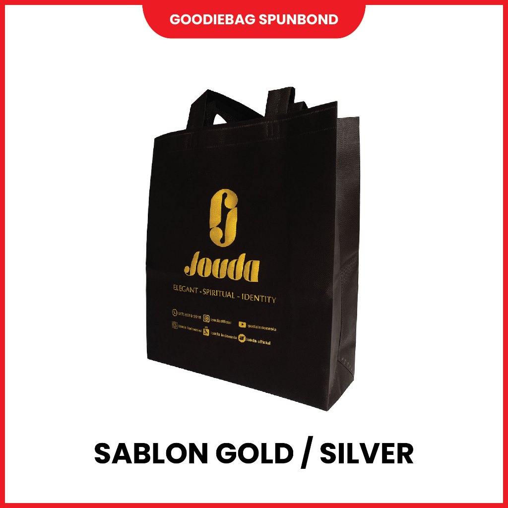 

Goodiebag spunbond custom dengan sablon GOLD/SILVER