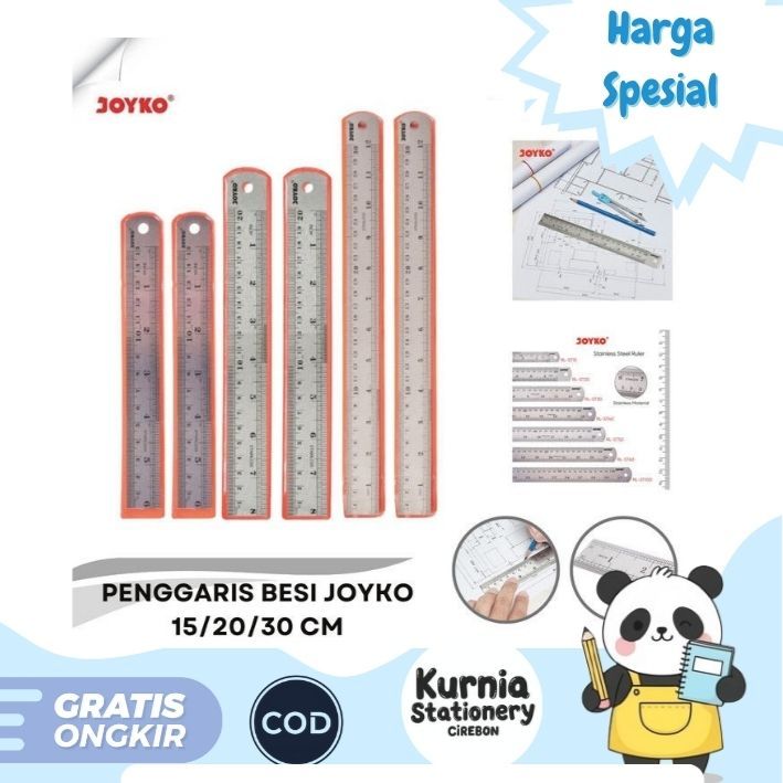

Joyko Stainless Stell Rules/ Penggaris Besi Stainless 15cm, 20cm & 30cm (Satuan)