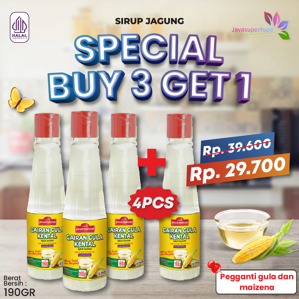 

[BELI 3 GRATIS 1] HALAL CORN SYRUP JAVA SUPER FOOD 190G / GULA KENTAL SIRUP JAGUNG / PEMANIS JAGUNG / MULYEOT