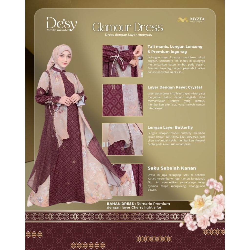 GLAMOUR DRESS LAYER MENYATU DESY SERIES FAMILY SARIMBIT BY MYZTA