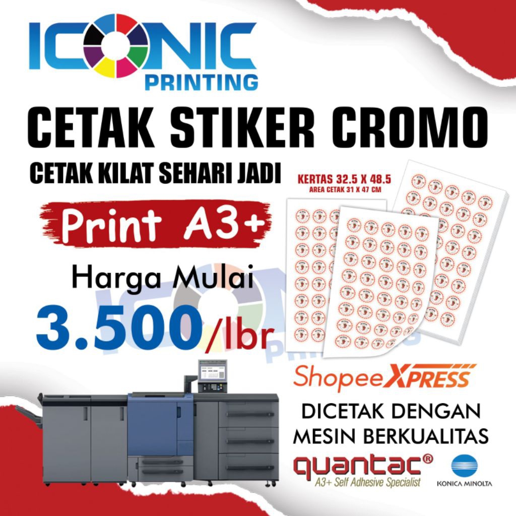 

CETAK Sticker A3+ HVS/Chromo Custom Label Packaging Kemasan Makanan Minuman Tahan Lama Kualitas Baik