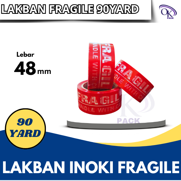 

LAKBAN FRAGILE MERAH 90 YARD X 2 INCH/48MM BAGUS JANGAN DIBANTING (Merek Inoki )
