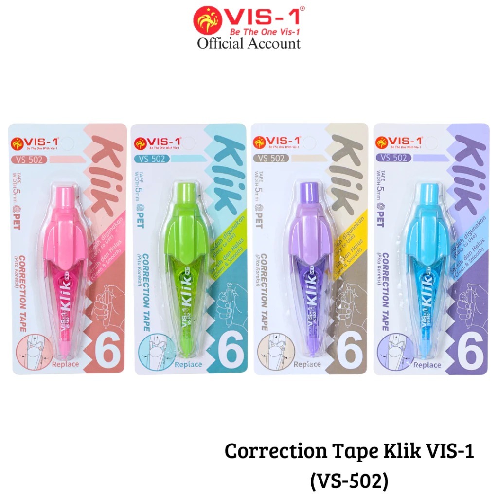 

Correction Tape Klik VIS-1 VS 502 / Tipe Ex Kertas / Stipo Kertas / Tipex