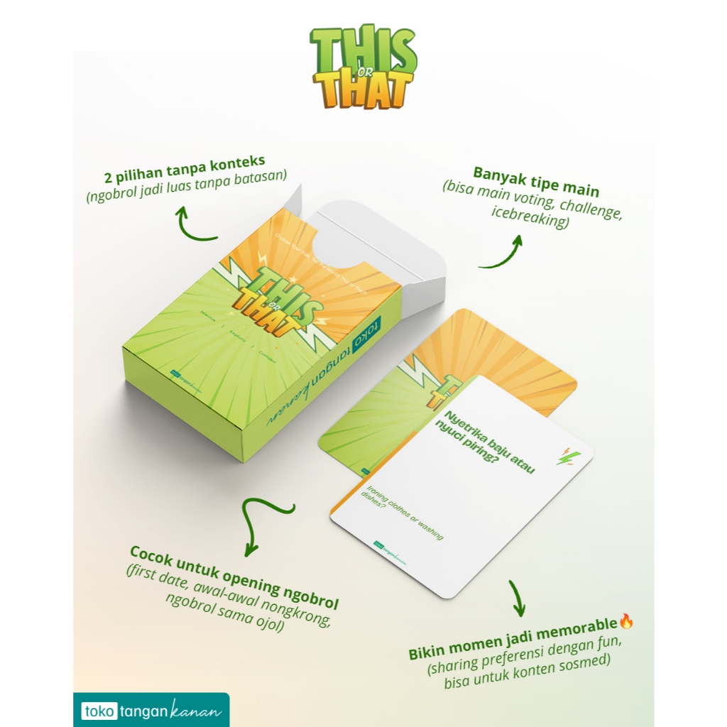 Permainan Kartu THIS or THAT - Pertanyaan Pilihan Seru | Game untuk Teman, Pasangan, Nongkrong