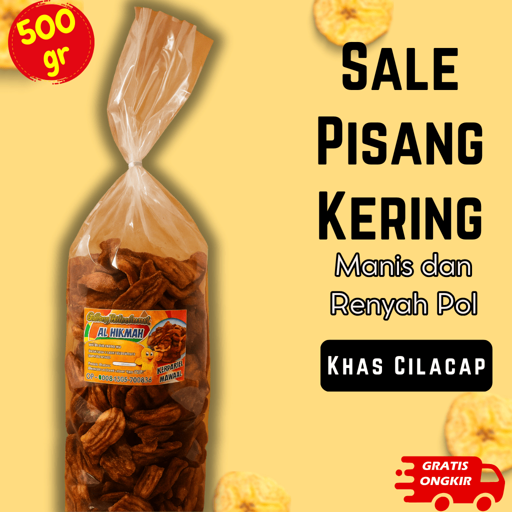 

Sale Pisang Kering Manis Khas Cilacap 500 gr Cemilan Manis