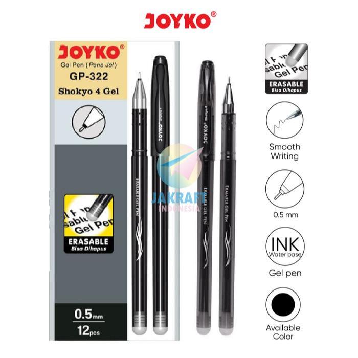 

Erasable Gel Pen Dapat Dihapus Joyko GP-322 SHOKYO 4 Gel 0.5mm Hitam Original (12 PCS) / Ballpoint Bolpen Pulpen Tinta Bisa Di Hapus Joyko GP 322 0.5 Mili Per Lusin