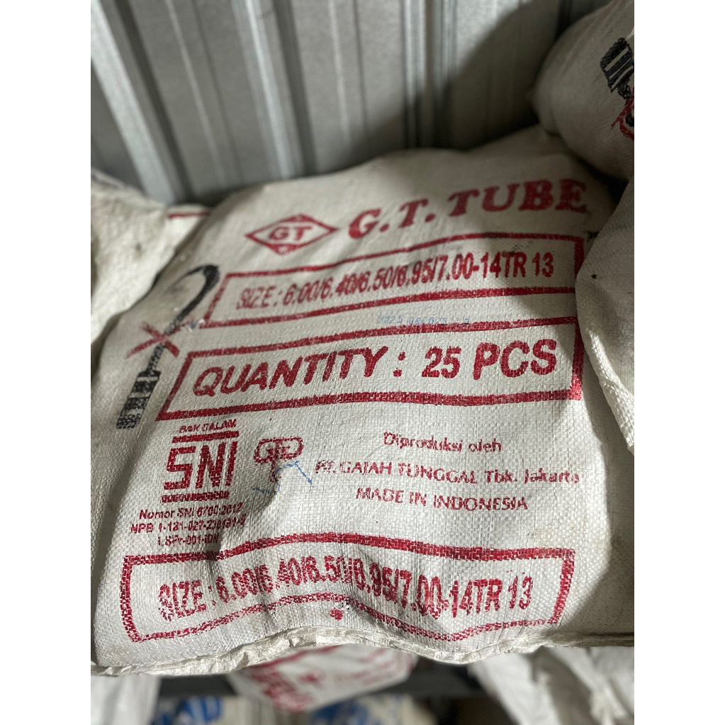 Ban dalam GT 6.00/6.40/6.50/6.96/7.00- 14 TR13 kemasan 1 karung