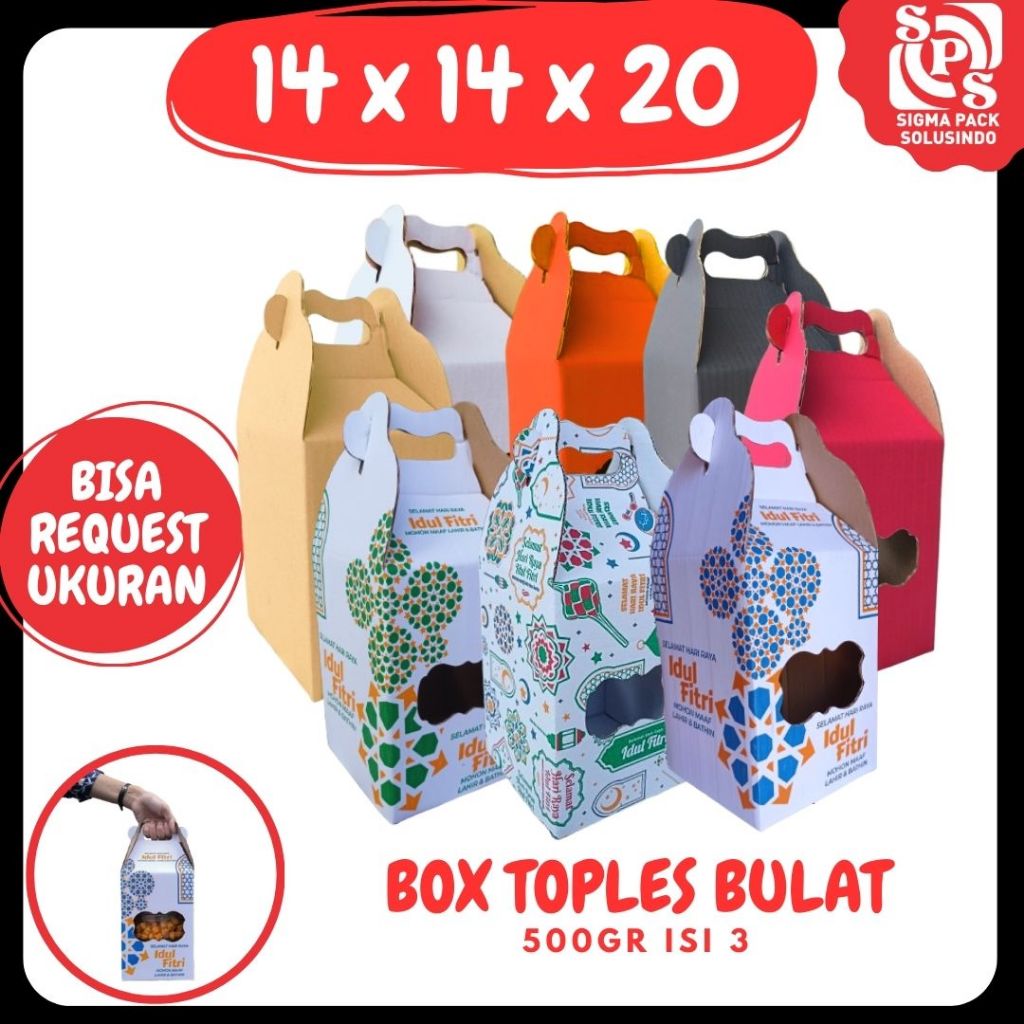 

Box Jinjing 14x14x20 Kotak • Kardus Packing Jinjing (KUKER 500GR isi 3 Toples) Gable Box Toples Bulat