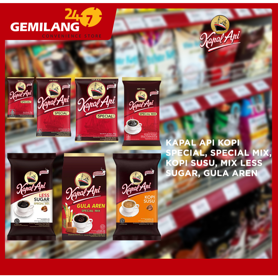 

KAPAL API KOPI SPECIAL, SPECIAL MIX, KOPI SUSU, MIX LESS SUGAR, GULA AREN