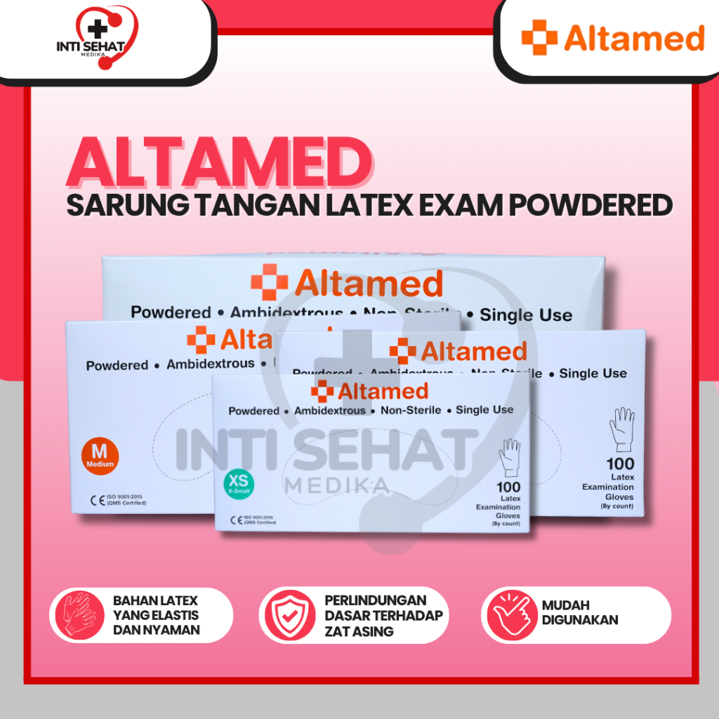 Sarung Tangan Latex Altamed / Altamed Latex Glove isi 100's
