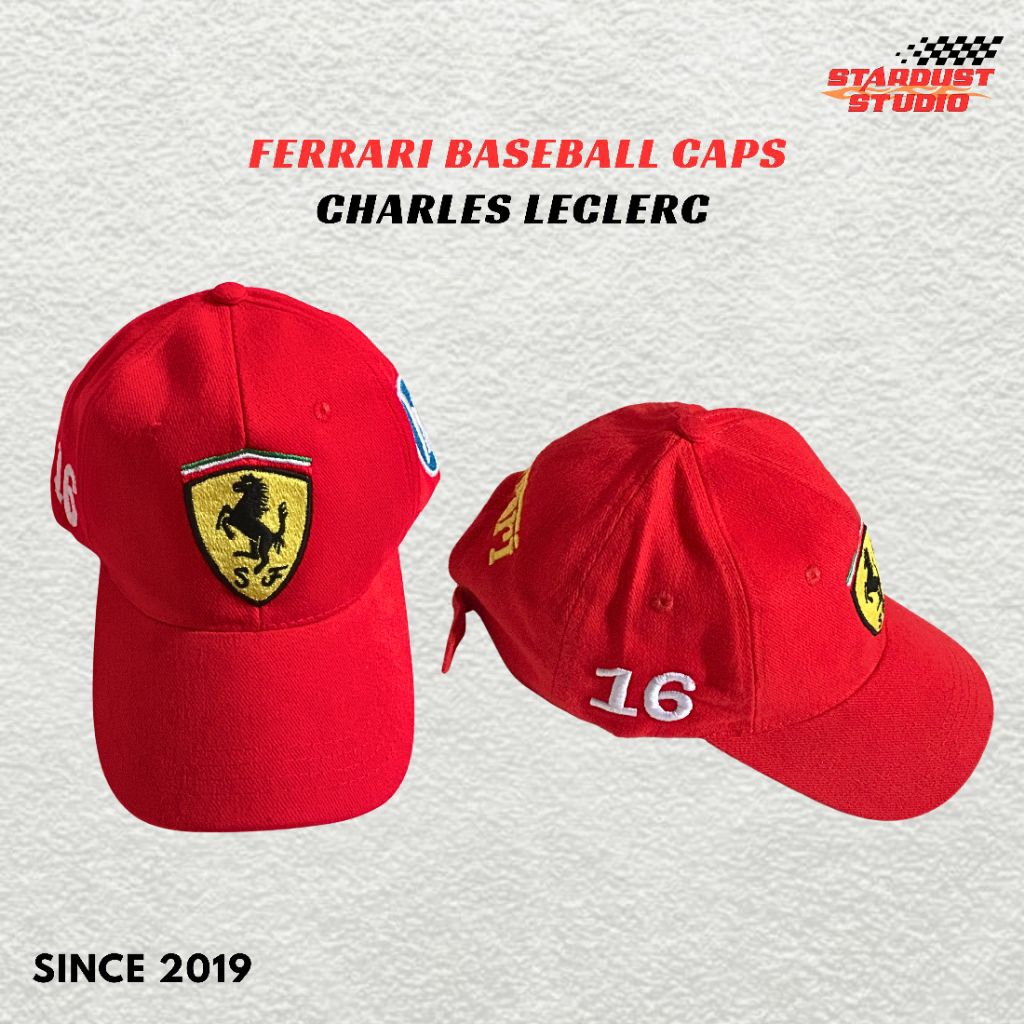 Stardust Ferrari F1 Charles Leclerc Baseball Caps / Topi Ferrari Charles Leclerc / Topi Formula 1 / 