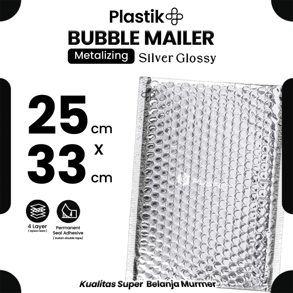 

Amplop Bubble Mailer Polos Silver 25 x 33 cm Harga Ecer Satuan / Amplop Packing Olshop Rusfet Murah