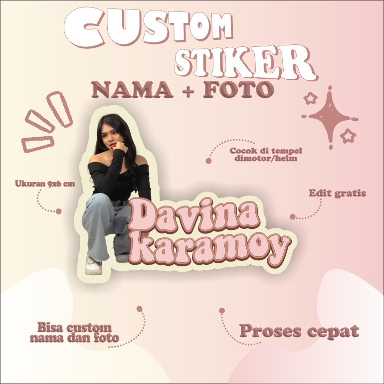 

STIKER CUSTOM FOTO dan Tulisan Nama - Cetak Photo Stiker Waterproof