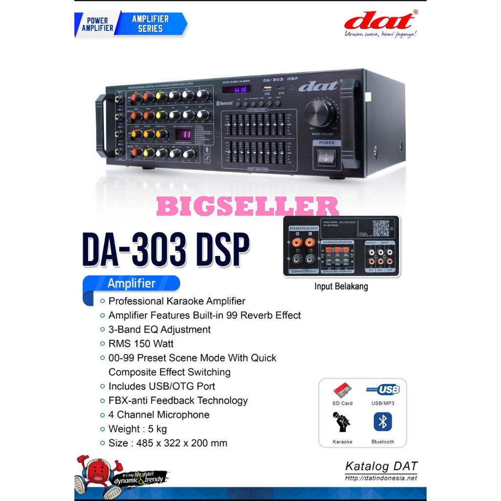 Amplifier power mixer karaoke dat da 303 bluetooth DA303 DA 303 DAT303 DA303 ORIGINAL / DAT DA303 DS