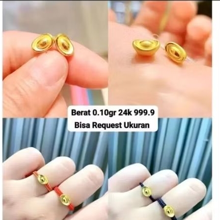 Cincin Emas Asli Yenpao 24k Hongkong 999.9 Tali