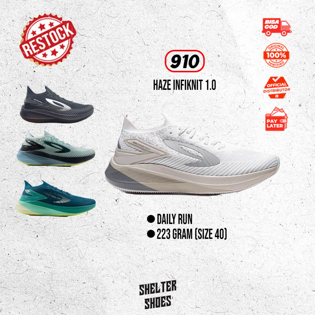NINETEN 910 HAZE INFIKNIT 1.0 SEPATU LARI SEPATU RUNNING INTERVAL 12 MENIT NINETEN OFFICIAL STORE