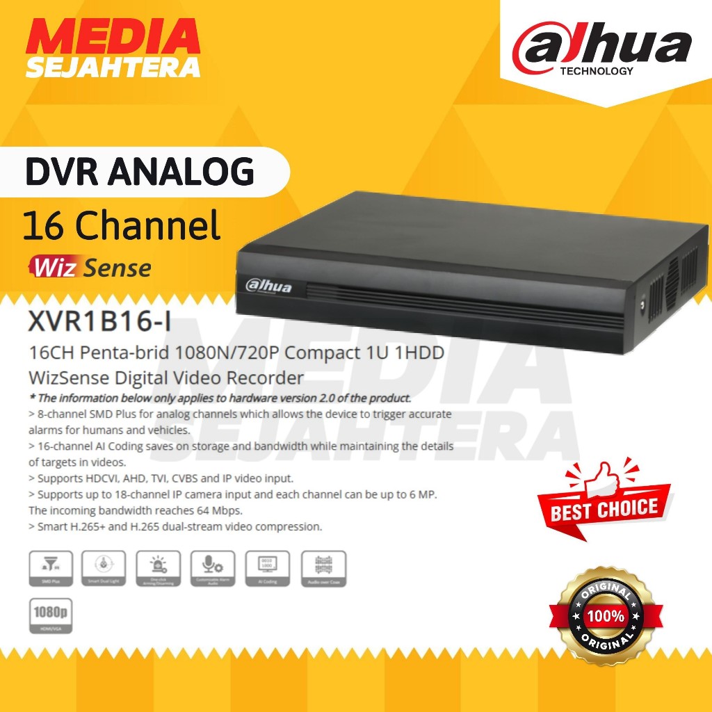 DVR Analog Dahua 16 Channel 2MP Cooper Support Audio Series