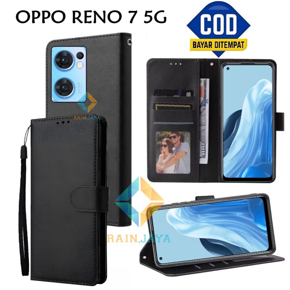 Flip Case Oppo Reno 7 5G Dompet Wallet Leather Case Premium Casing Hp Oppo Reno 7 5G