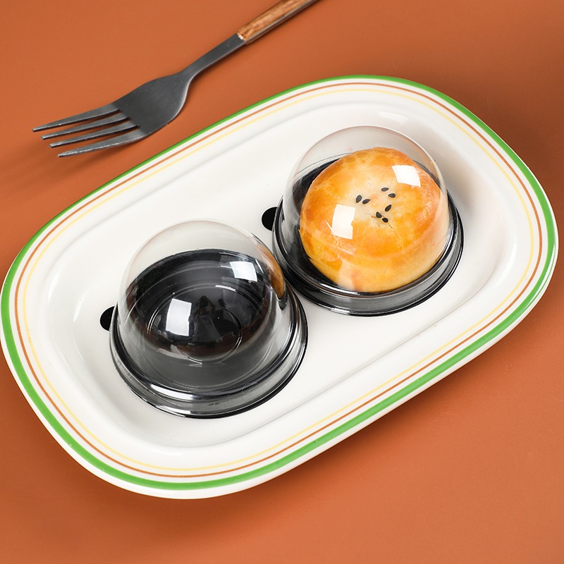 BAKPIAKI - 50pcs tray tutup mika mooncake tray bulat mooncake tray mika kue bulan mika bulat mooncak