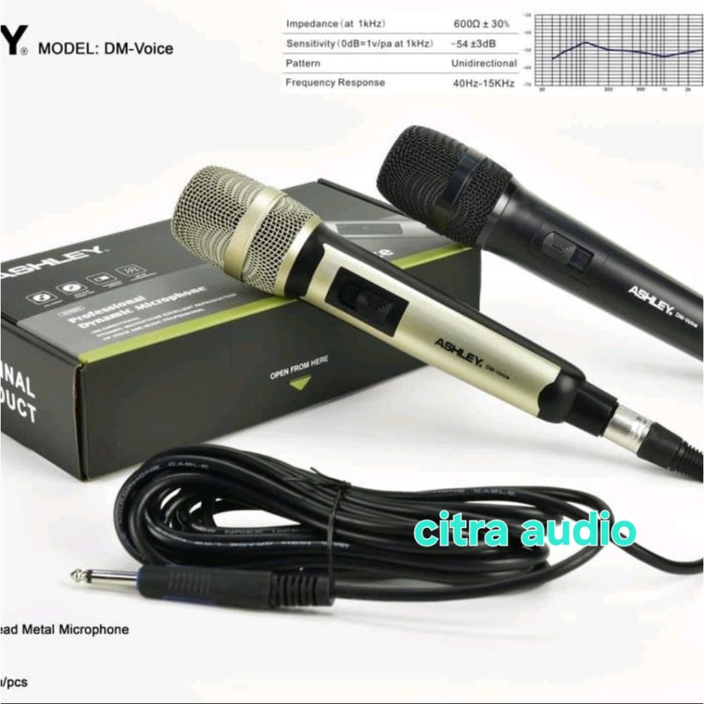 MIC KABEL ASHLEY DM VOICE VOKAL DYNAMIC ORIGINAL / MIC KABEL ASHLEY
