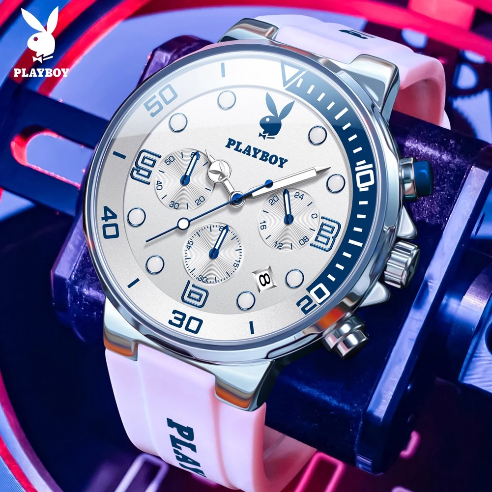 PLAYBOY Jam Tangan Pria Original Keren Anti Air Unik Desain Luxury Gerakan Kuarsa Bisnis Men Watch