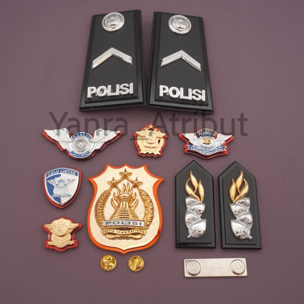Atribut Paket Polantas Pin Pangkat Bripda / Briptu / Brigadir / Bripka / Aipda / Aiptu Lantas Polri 