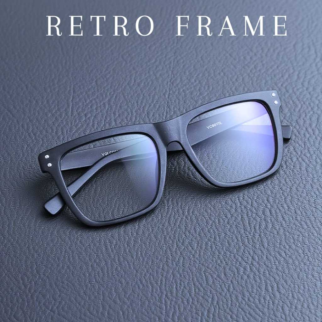 CAPONI Kacamata Minus Photocromic Pria VOLCOM Frame Retro Kotak Tebal Untuk Fashion Kaca Mata Cowok