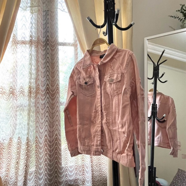 this is april - pink denim jacket