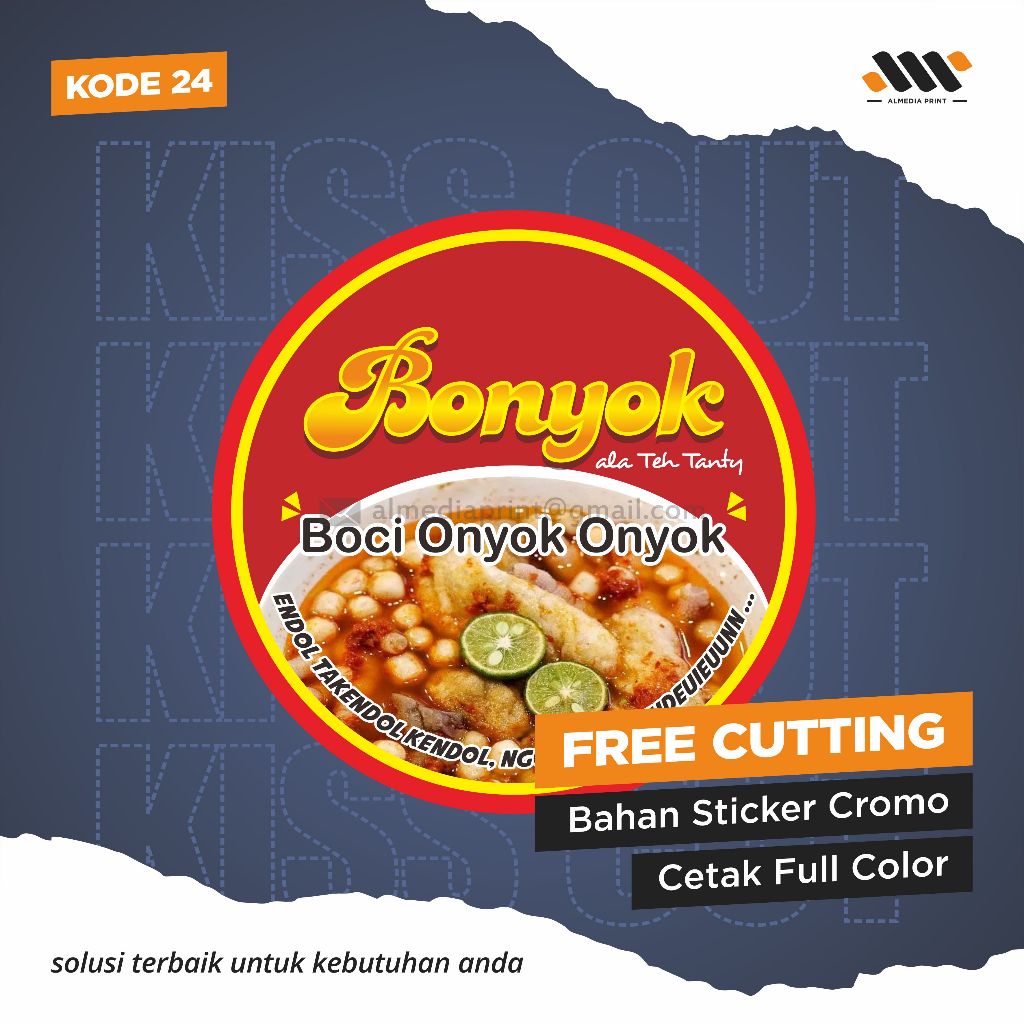 

(Isi 45-150 PCS) Cetak Stiker Cromo Vinyl Produk Kemasan Label Stiker Makanan Minuman (Free Cutting)