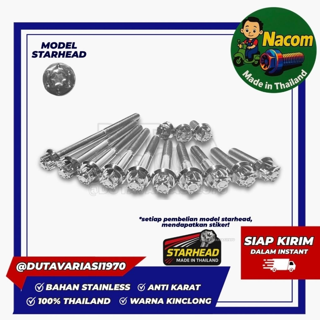 Baut Stainless STARHEAD Drat 14 x 1.5 cm [ M10 x 15 ]