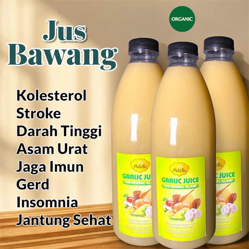 

Jus Bawang Herbal Adelle – Turunkan Kolesterol, Asam Urat & Darah Tinggi | 100% Alami, Aman untuk Ibu Menyusui