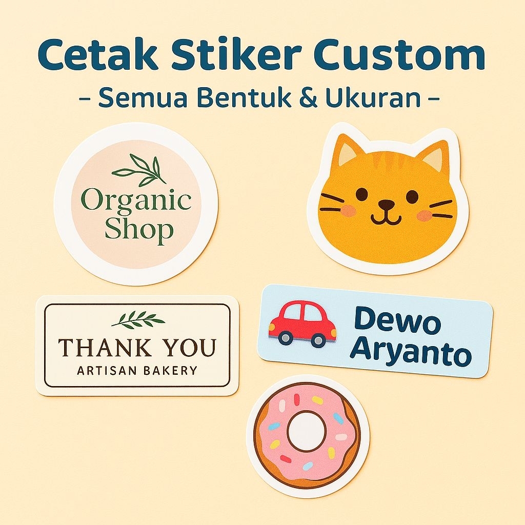 

stiker custom / stiker souvenir / stiker hampers / stiker buket / stiker label nama anak /stiker makanan (1 lembar A4)