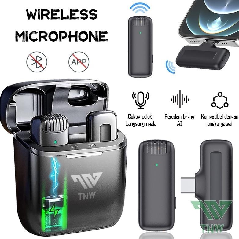 TNW X8 Wireless Microphone Mikrofon Nirkabel Lavalier Wireless Mic dan Charging Case Kompatibel untu