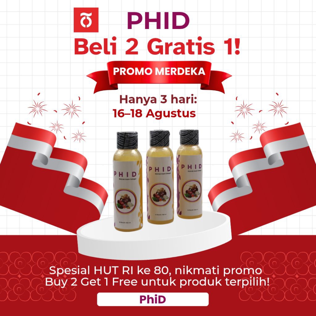 

PROMO MERDEKA BELI PHID 2 Botol Gratis 1 Botol