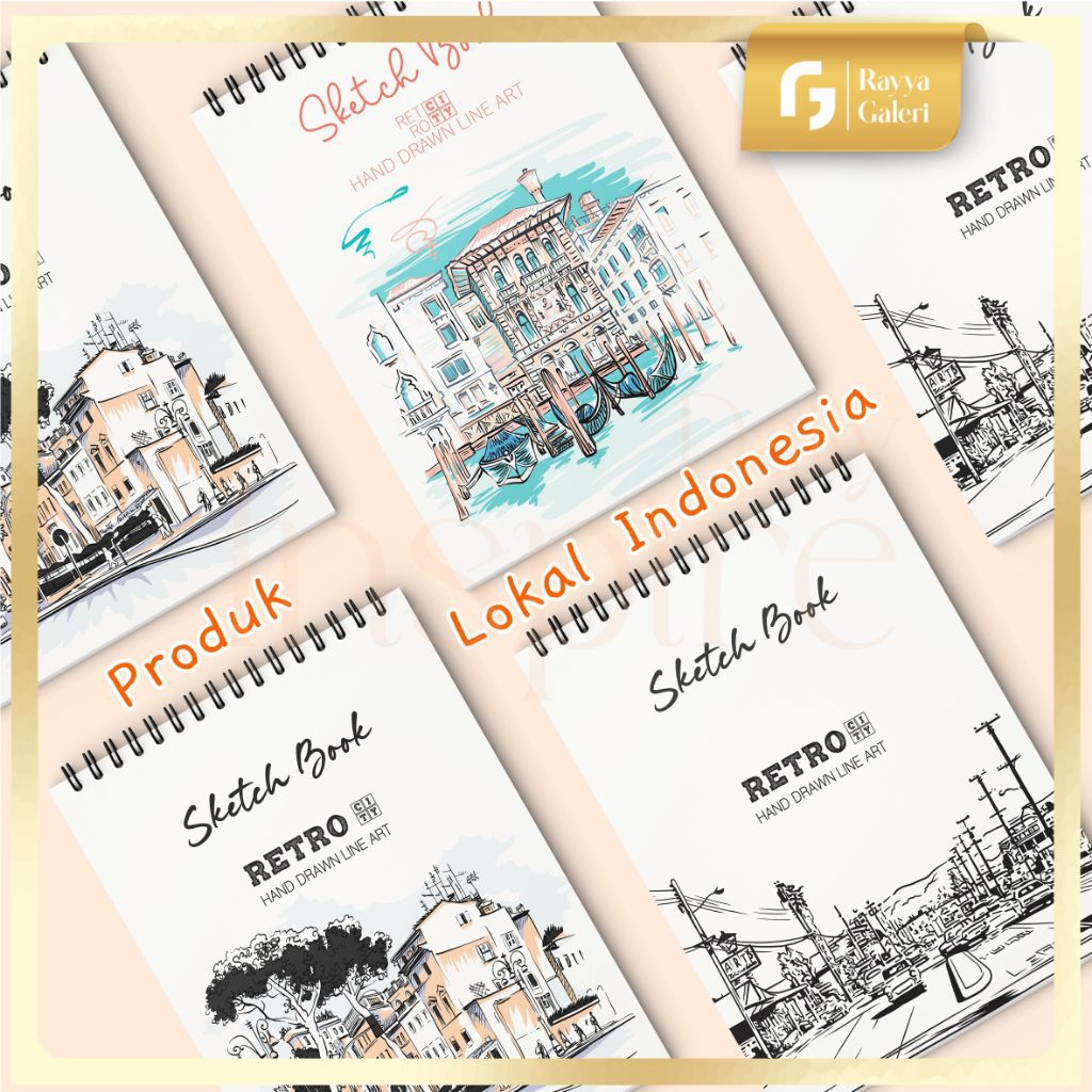 

sketcbook Retro vintage double ring spiral atas A5 buku sketsa 40 lembar / 80 halaman