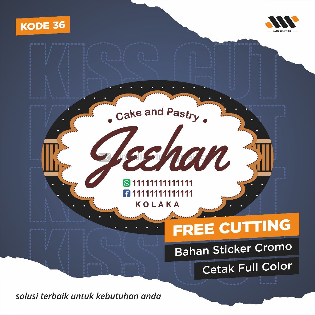 

(Isi 63-180 PCS) Cetak Stiker Cromo Vinyl Produk Kemasan Label Stiker Makanan Minuman (Free Cutting)