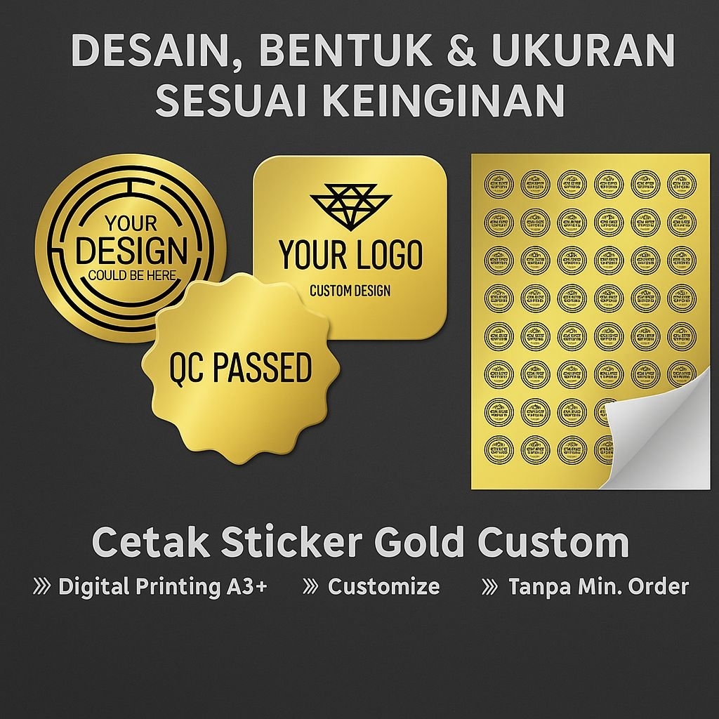

345pcs Stiker Custom Produk Gold