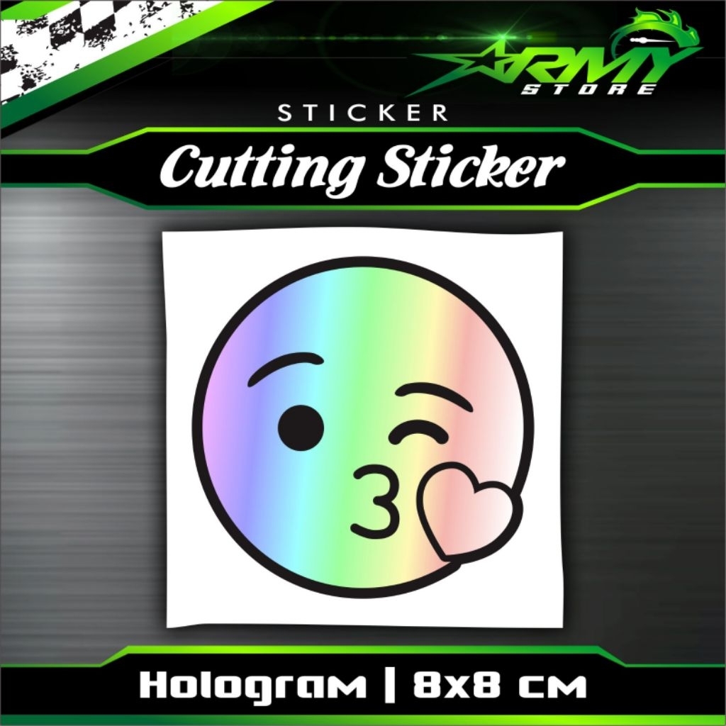 

Stiker emoji love Hologram