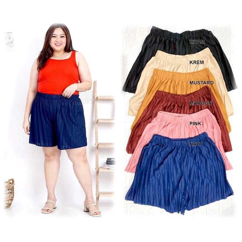 Hotpants Plisket Celana Pendek Plisket Jumbo 80kg / Hot Pants Wanita Jumbo