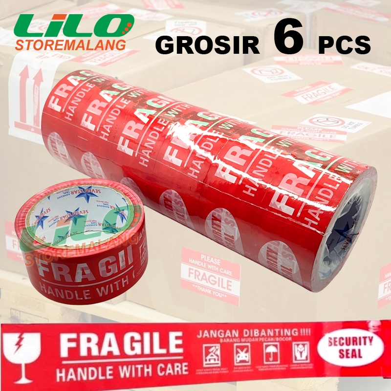 

Grosir Lakban Fragile 80 yard Seven star 1 Slop 6 Pcs L113
