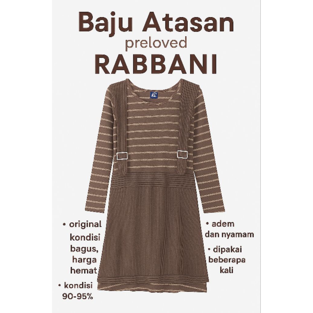 Gamis Rabbani Preloved Wanita Original - Atasan Muslimah Lengan Panjang Casual Murah