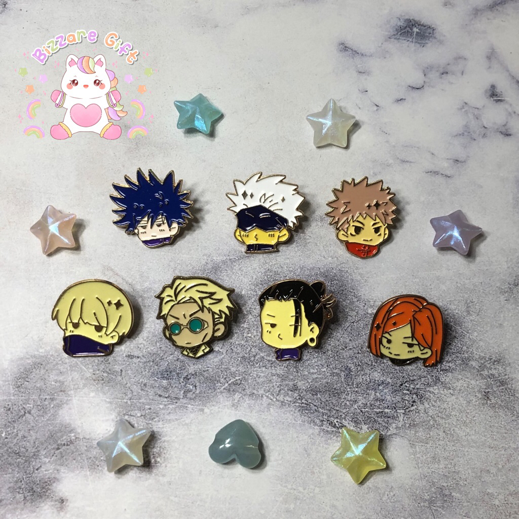 Enamel JJK Pin Besi Jujutsu Kaisen Gojo Geto Megumi Yuuji Inumaki Nanami Nobara
